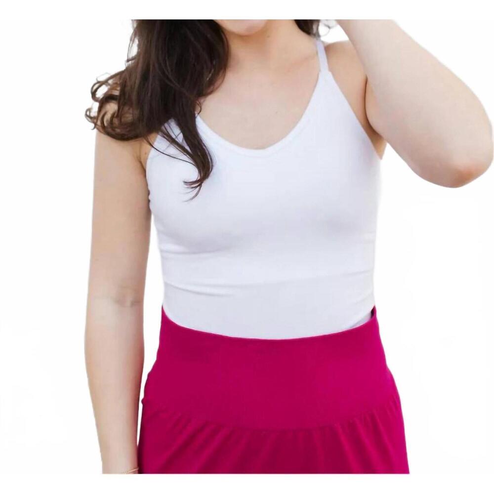 NEW ELIETIAN built in bra cami top in white